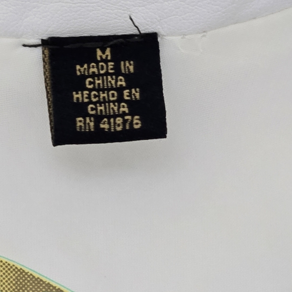 Big Chill Vintage Ivory Off White Zip Up Faux Leather Moto Jacket Size Medium - Picture 7 of 9